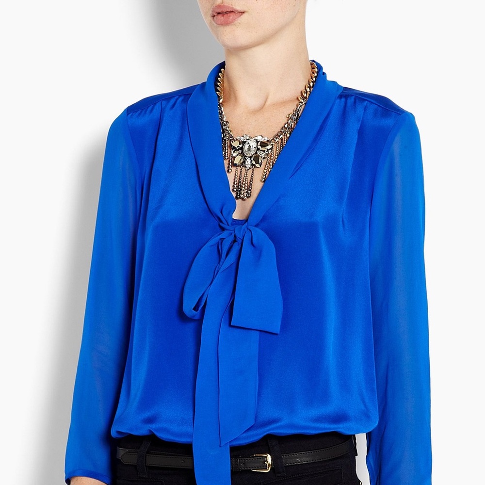 Femme Electric Blue Neck Tie Shirt